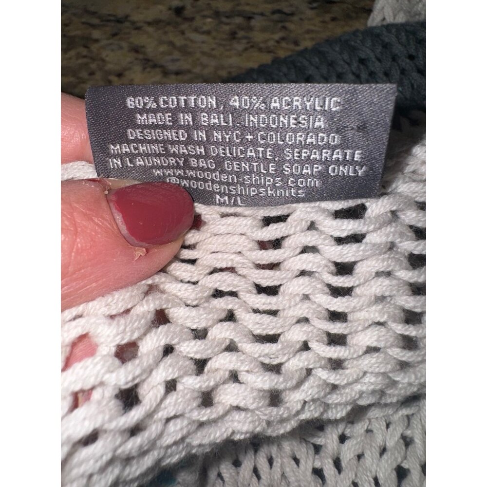 Wooden Ships Kenzie Blue Striped Open Knit Sweater M Sustainable Coastal Nautica - Picture 8 of 10